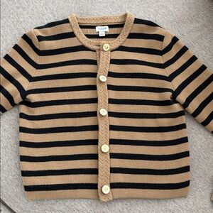 J. Crew Black and Camel Striped Button Cardigan